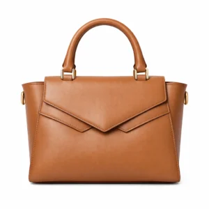 ilianabco Tan Envelope Flap Faux Leather Satchel Handbag