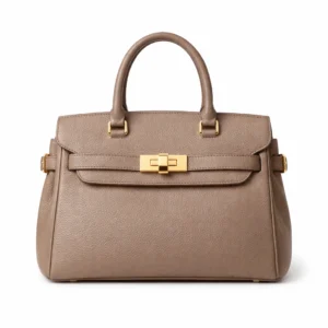 ilianabco Taupe Pebbled Faux Leather Satchel Handbag